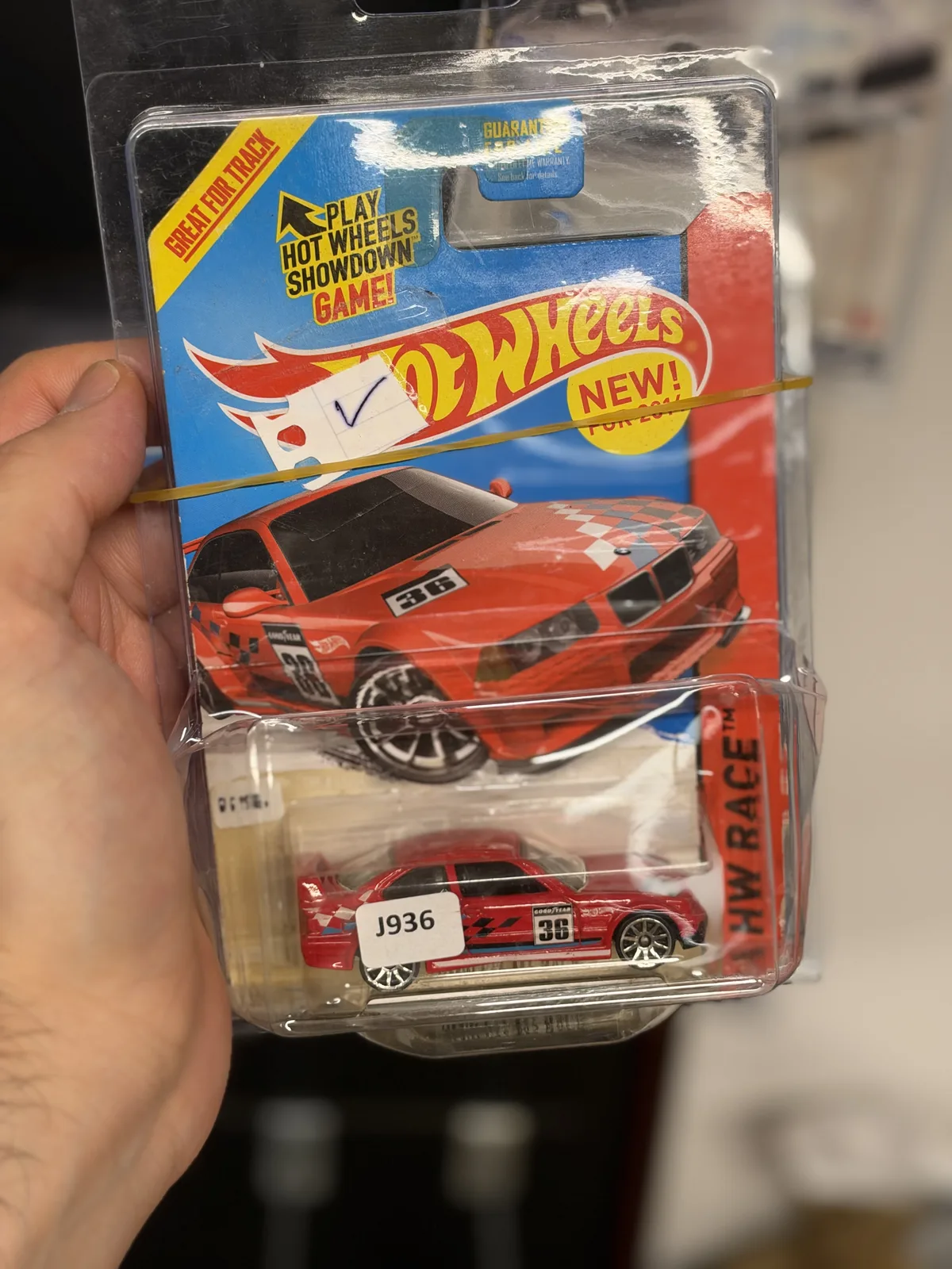 Hot Wheels BMW M3 E36 Race kırmızı #36 1/64 diecast, kartında