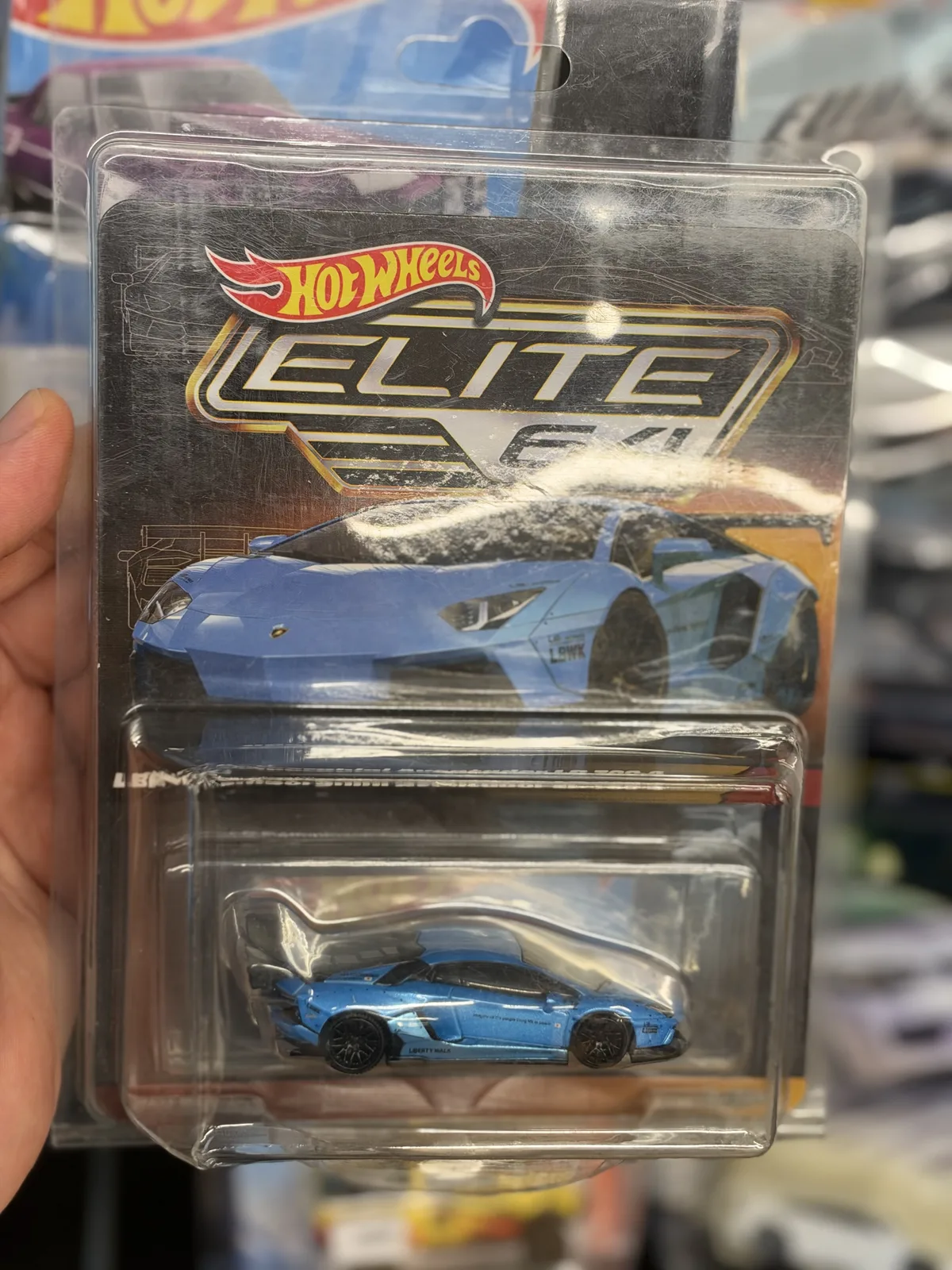 Hot Wheels Elite 64 LB Works Lamborghini Aventador mavi 1/64 diecast