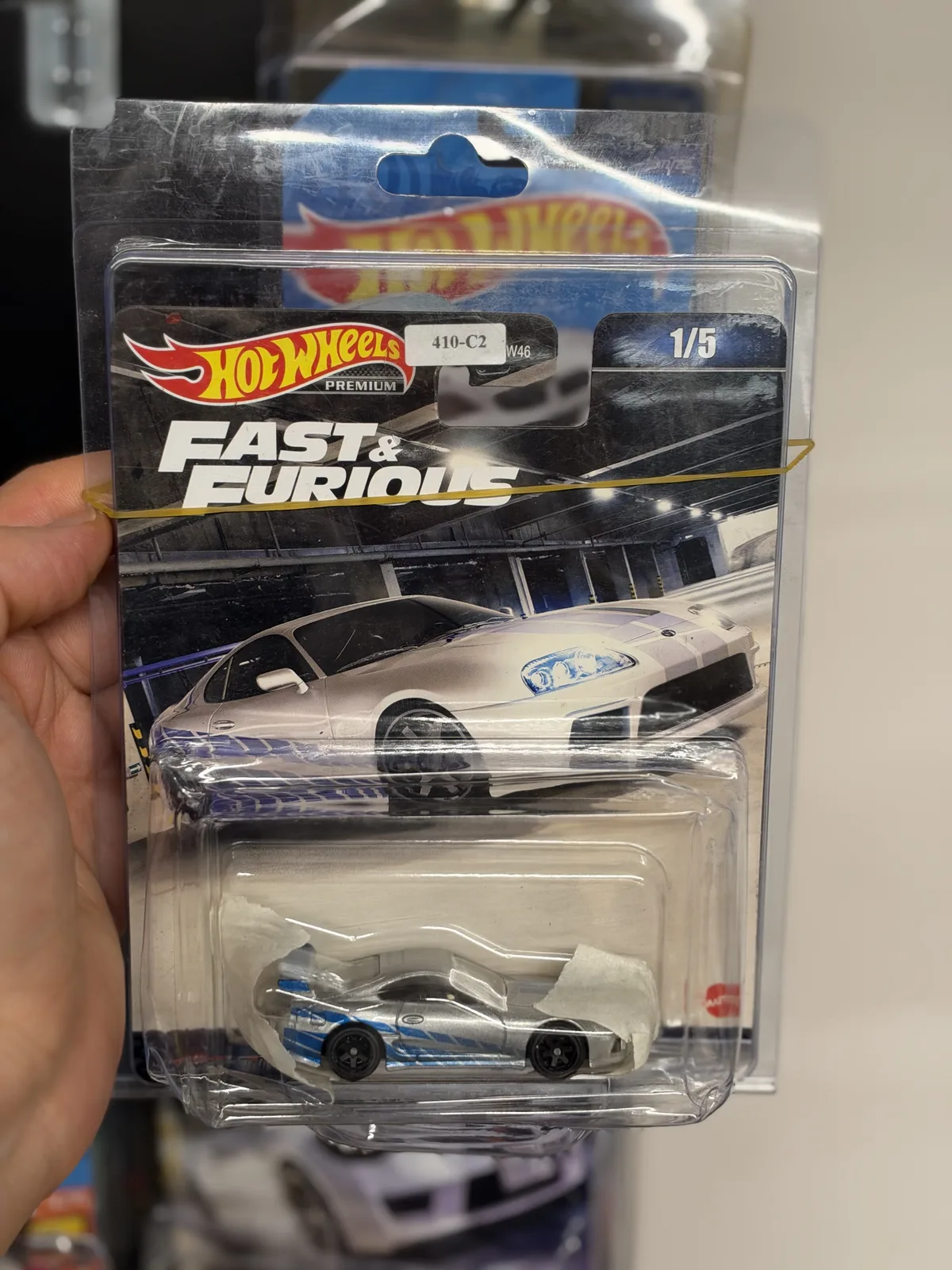 Hot Wheels Premium Fast & Furious Toyota Supra gümüş 1/64 diecast, kartında